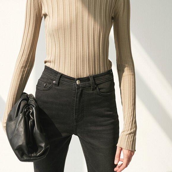 CHICJOC High-Waist Fleece-Lined Skinny Jeans – Smoke Gray, Size 40 - Picture 8 of 14